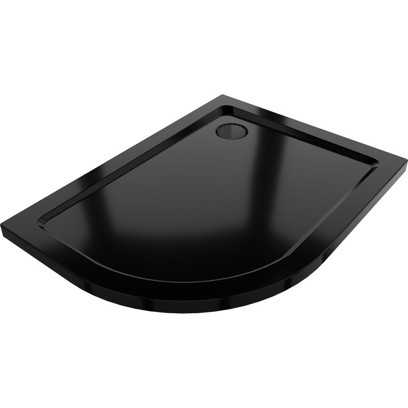 Mexen Flat cadă de duș semi-rotundă slim dreaptă 100 x 90 cm, neagră, sifon negru - 41709010P-B