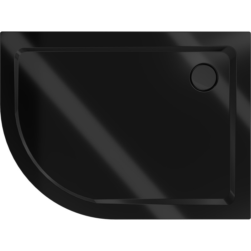 Mexen Flat cadă de duș semi-rotundă slim dreaptă 100 x 90 cm, neagră, sifon negru - 41709010P-B