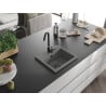 Mexen Milo chiuvetă de bucătărie din granit cu 1 compartiment cu baterie de bucătărie Telma, gri - 6505-71-670200-70-B