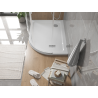 Mexen Flat félköríves slim bal oldali zuhanytálca 90 x 80 cm, fehér, krómozott szifon - 41108090L