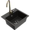 Mexen Milo chiuvetă de granit cu 1 cameră cu baterie de bucătărie Telma, negru/auriu - 6505-75-670200-50-B