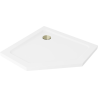 Mexen Flat brodzic pentagonal slim 80 x 80 cm, alb, sifon auriu - 41P108080-G