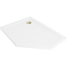 Mexen Flat cadă de duș pentagonală slim stânga 100 x 80 cm, albă, sifon auriu - 41P108010L-G