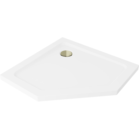 Mexen Flat ötoldalú, vékony zuhanytálca 90 x 90 cm, fehér, arany szifonnal - 41P109090-G