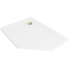 Mexen Flat brodzik pentagonal slim stânga 100 x 90 cm, alb, sifon auriu - 41P109010L-G