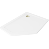 Mexen Flat karcsú ötszögletű zuhanytálca jobb 100 x 90 cm, fehér, arany szifon - 41P109010R-G