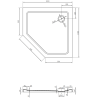 Mexen Flat receveur de duș pentagonal slim 100 x 100 cm, alb, sifon auriu - 41P101010-G
