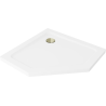Mexen Flat receveur de duș pentagonal slim 100 x 100 cm, alb, sifon auriu - 41P101010-G
