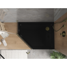 Mexen Flat brodzik pentagonal slim dreapta 100 x 80 cm, negru, sifon auriu - 41P708010R-G