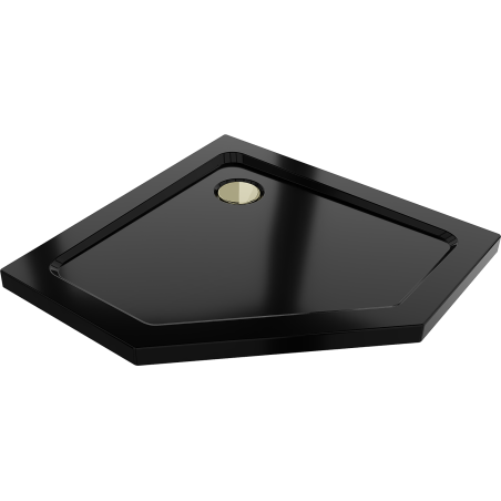 Mexen Flat brodzik pentagonal slim 90 x 90 cm, negru, sifon auriu - 41P709090-G