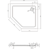 Mexen Flat brodzik pentagonal slim dreapta 100 x 90 cm, negru, sifon auriu - 41P709010R-G