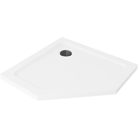 Mexen Flat brodzik pentagonal slim 80 x 80 cm, alb, sifon negru - 41P108080-B