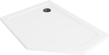 Mexen Flat ötoldalú zuhanytálca slim bal 100 x 80 cm, fehér, fekete szifon - 41P108010L-B