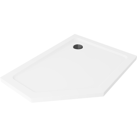 Mexen Flat ötoldalú jobb oldali lapos zuhanytálca 100 x 80 cm, fehér, fekete szifon - 41P108010R-B