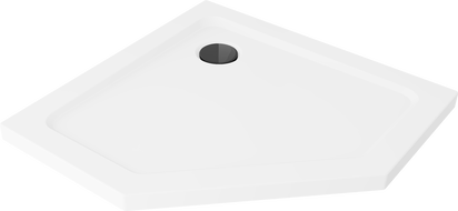 Mexen Flat brodzik pentagonal slim 90 x 90 cm, alb, sifon negru - 41P109090-B