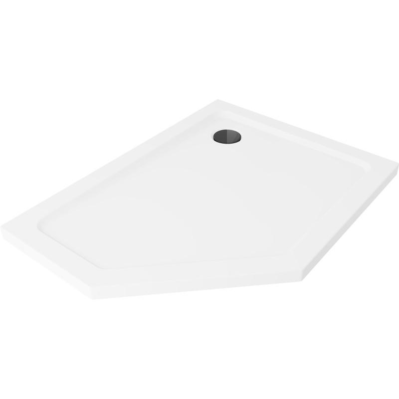 Mexen Flat ötoldalú slim jobbos zuhanytálca 100 x 90 cm, fehér, fekete szifon - 41P109010R-B