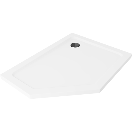 Mexen Flat brodzik pentagonal slim drept 100 x 90 cm, alb, sifon negru - 41P109010R-B
