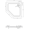 Mexen Flat brodzik pentagonal subțire 100 x 100 cm, alb, sifon negru - 41P101010-B