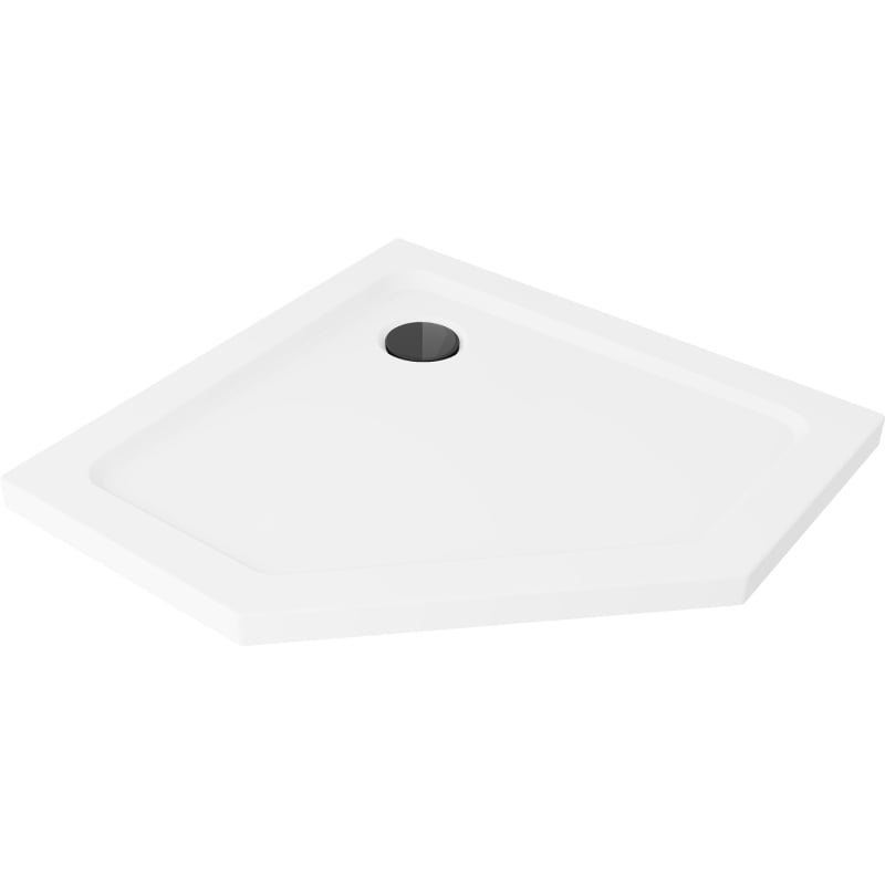 Mexen Flat brodzik pentagonal subțire 100 x 100 cm, alb, sifon negru - 41P101010-B