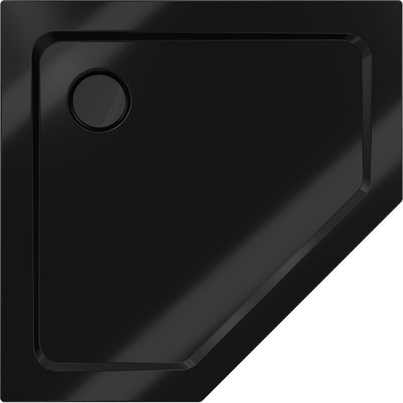Mexen Flat brodzik pentagonal slim 80 x 80 cm, negru, sifon negru - 41P708080-B