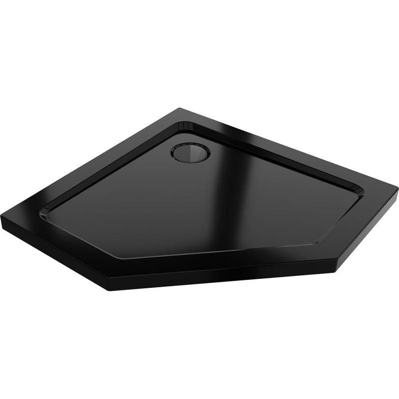 Mexen Flat brodzik pentagonal slim 80 x 80 cm, negru, sifon negru - 41P708080-B