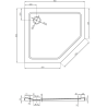 Mexen Flat brodzik pentagonal subțire stânga 90 x 80 cm, negru, sifon negru - 41P708090L-B