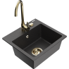 Mexen Milo 1 medencés gránit mosogató Telma konyhai csapteleppel, fekete pöttyös - 6505-76-670200-50