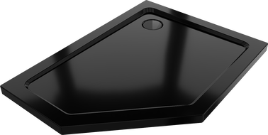 Mexen Flat brodzik pentagonal slim dreapta 90 x 80 cm, negru, sifon negru - 41P708090R-B