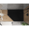Mexen Flat brodzik pentagonal slim dreapta 100 x 80 cm, negru, sifon negru - 41P708010R-B