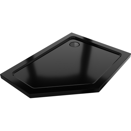 Mexen Flat brodzik pentagonal slim dreapta 100 x 90 cm, negru, sifon negru - 41P709010R-B