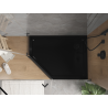 Mexen Flat brodzik pentagonal slim dreapta 100 x 90 cm, negru, sifon negru - 41P709010R-B