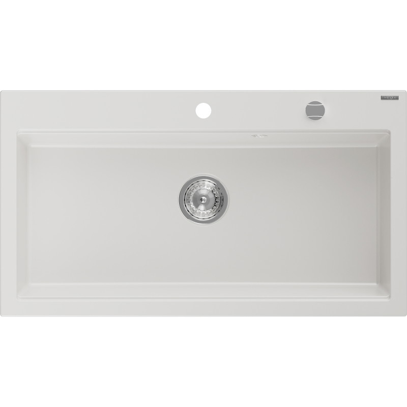 Mexen Slido 1 medencés gránit mosogató 900 x 500 mm, fehér, krómozott szifon - 6528901005-20