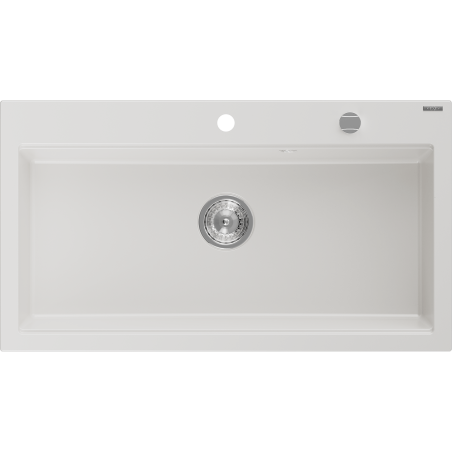 Mexen Slido 1 medencés gránit mosogató 900 x 500 mm, fehér, krómozott szifon - 6528901005-20
