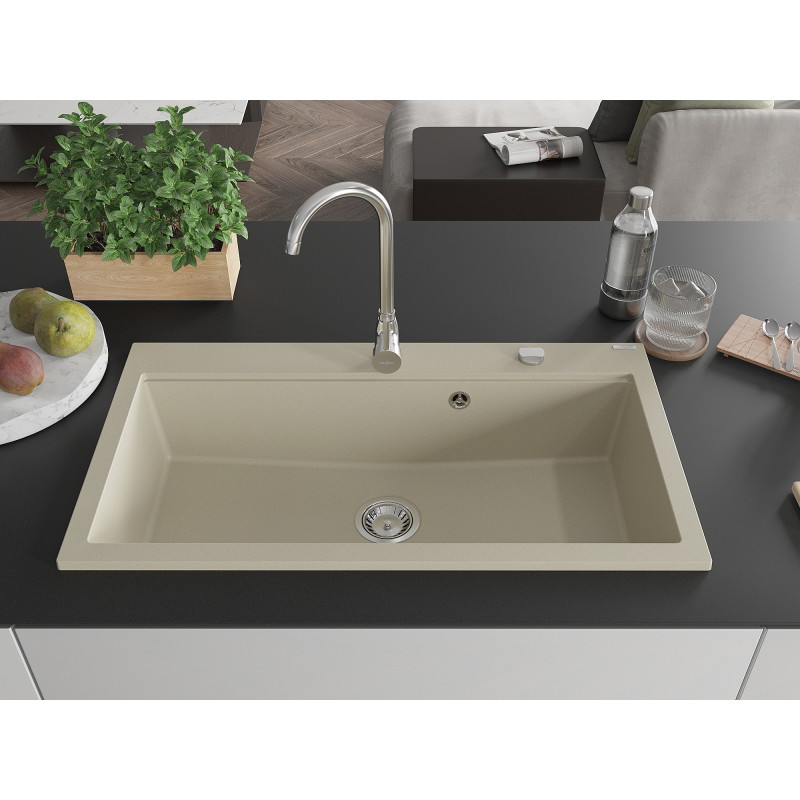 Mexen Slido chiuvetă granit 1 cuvă 900 x 500 mm, bej, sifon cromat - 6528901005-69