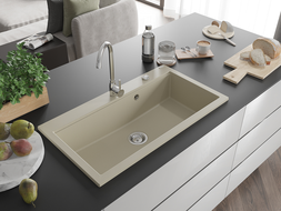 Mexen Slido chiuvetă granit 1 cuvă 900 x 500 mm, bej, sifon cromat - 6528901005-69