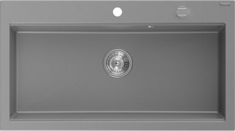 Mexen Slido 1 medencés gránit mosogató 900 x 500 mm, szürke, krómozott szifonnal - 6528901005-71