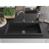 Mexen Slido chiuvetă din granit cu 1 cuvă, 900 x 500 mm, negru/argintiu metalizat, sifon cromat - 6528901005-73
