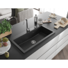 Mexen Slido 1 medencés gránit mosogató 900 x 500 mm, fekete/metál ezüst, krómozott szifon - 6528901005-73