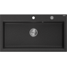 Mexen Slido 1 medencés gránit mosogató 900 x 500 mm, fekete/metál ezüst, krómozott szifon - 6528901005-73