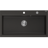 Mexen Slido 1-medencés gránit mosogató 900 x 500 mm, fekete/arany metál, krómozott szifon - 6528901005-75