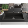Mexen Slido 1-medencés gránit mosogató 900 x 500 mm, fekete/arany metál, krómozott szifon - 6528901005-75