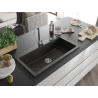 Mexen Slido 1-medencés gránit mosogató 900 x 500 mm, fekete/arany metál, krómozott szifon - 6528901005-75