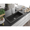Mexen Slido chiuvetă din granit cu 1 cuvă, 900 x 500 mm, negru/auriu metalizat, sifon cromat - 6528901005-75