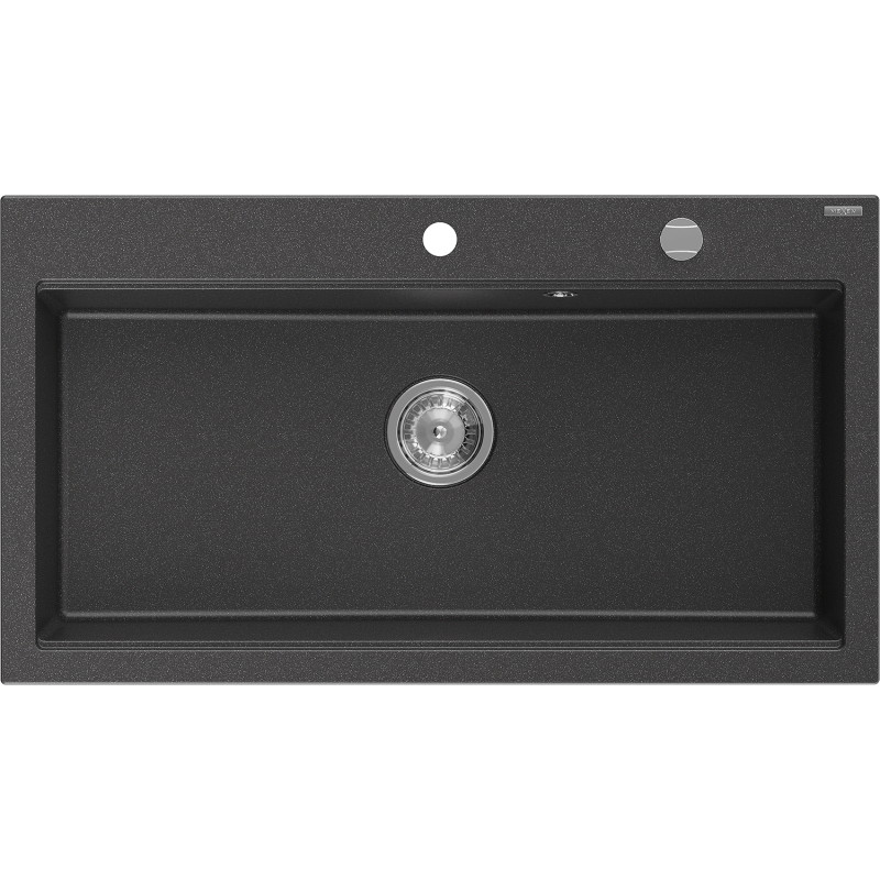 Mexen Slido chiuvetă din granit cu 1 cuvă 900 x 500 mm, negru pătat, sifon cromat - 6528901005-75 - 6528901005-76