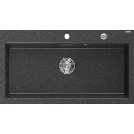 Mexen Slido 1 medencés gránit mosogató 900 x 500 mm, fekete pettyes, krómozott szifonnal - 6528901005-75 - 6528901005-76