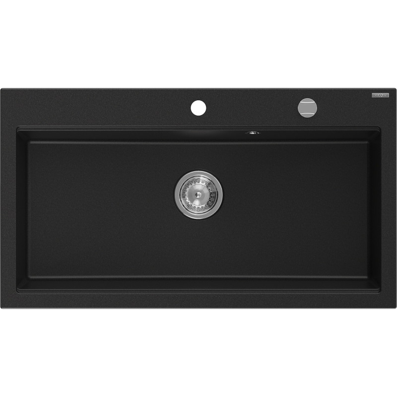 Mexen Slido chiuvetă granit 1 cuvă 900 x 500 mm, neagră, sifon cromat - 6528901005-77