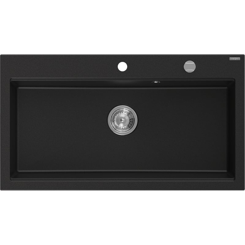 Mexen Slido gránit mosogató 1-medencés 900 x 500 mm, fekete, króm szifon - 6528901005-77