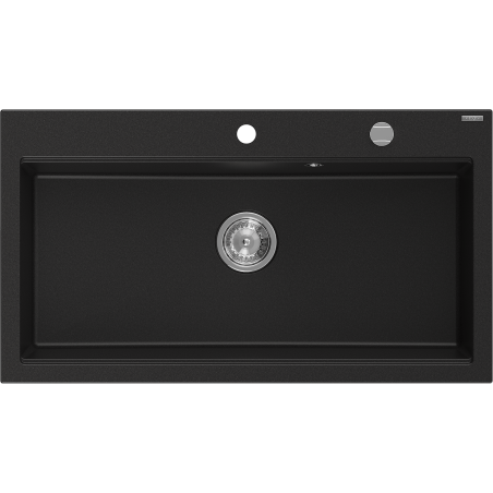 Mexen Slido chiuvetă granit 1 cuvă 900 x 500 mm, neagră, sifon cromat - 6528901005-77