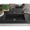 Mexen Slido gránit mosogató 1-medencés 900 x 500 mm, fekete, króm szifon - 6528901005-77