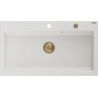 Mexen Slido chiuvetă de granit cu 1 cuvă, 900 x 500 mm, albă, sifon auriu - 6528901005-20-G